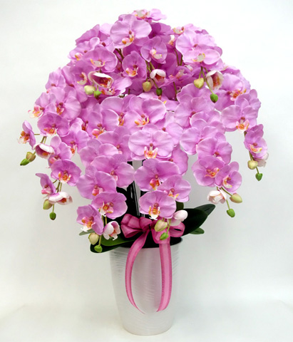 光触媒 造花 胡蝶蘭アレンジ超特大サイズ陶器仕様B(9本立ち・ラベンダー)