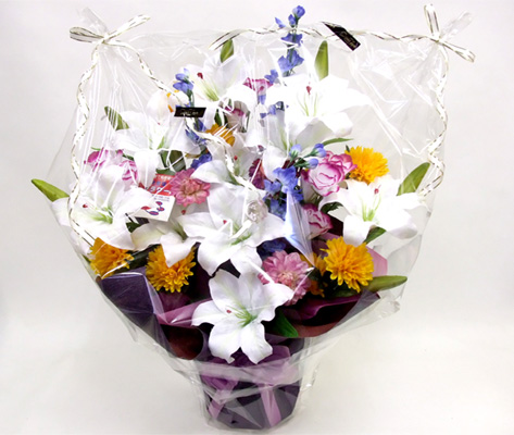 光触媒 造花カサブランカのお供え用アレンジA(大)