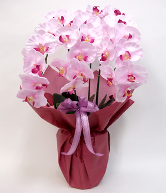 光触媒 造花 胡蝶蘭アレンジ陶器仕様D(3本立ち・ピンクラベンダー)